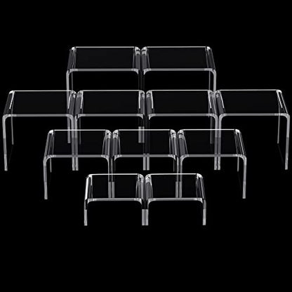 Chuangdi 20 Pcs Acrylic Display Risers, Clear Product Stand, Jewelry Display Riser Shelf Showcase Fixtures for Figure Dessert Cupcake Candy Action Showcase(Medium Set) - color: Clear, size: Medium Set