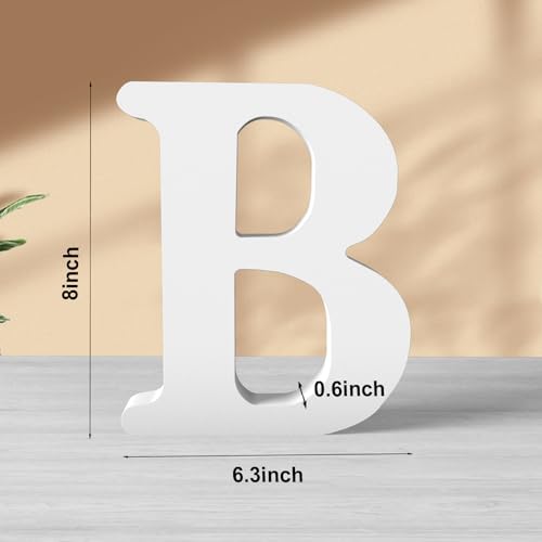 8 Inch White Wood Letters Unfinished Wood Letters for Wall Decor Decorative Standing Letters White Block Letters for wall Decoration for Craft Home Party Projects (B) - color: White-B, size: 8 inch