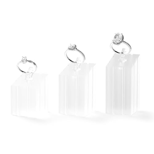 3 Piece Acrylic Ring Display Stand Ring Holder Jewelry Display Holders Showcase (Matte) - color: Matte White