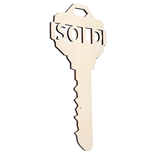 Wooden Key Shaped Pendant, 40x19cm, DIY Photo Props for Home and Outdoor Decor, Ideal for Wedding and Birthday Party