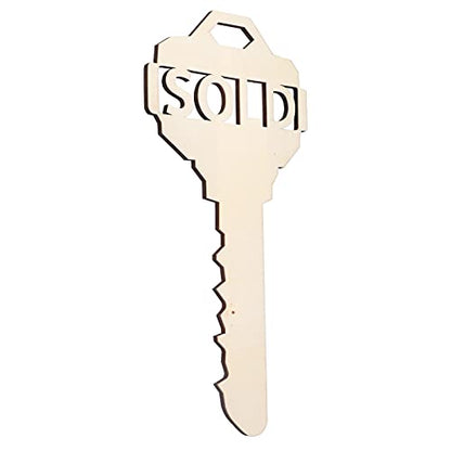 Wooden Key Shaped Pendant, 40x19cm, DIY Photo Props for Home and Outdoor Decor, Ideal for Wedding and Birthday Party