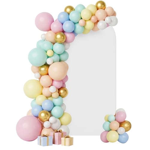 White Arch Backdrop Cover, 6.6x3.3ft Spandex Balloon Arch Cover for Backdrop Stand, Thick Wrinkle-Free Double-Sided Fabric Stretchy Background for Baby Shower, Wedding, Birthday, Event Party - size: 6.6ft