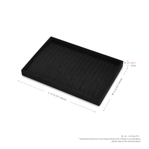 18 Slots Microfiber Jewelry Tray Necklace Bracelet Stackable Drawer Organizer Holder for Storage Display (Black) - color: Black, size: 18 Slot