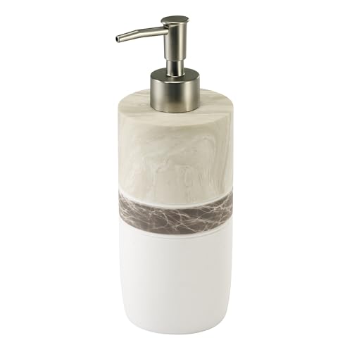 Izod – Bathroom Accessory Set, Toothbrush Holder and Lotion Dispenser, Hand-Painted Resin with Marble Detail, Modern Home Decor – Perfect for Organizing Bathroom Essentials (Tidal) - size: Toothbrush Holder & Lotion Pump