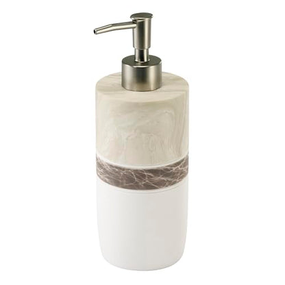 Izod – Bathroom Accessory Set, Toothbrush Holder and Lotion Dispenser, Hand-Painted Resin with Marble Detail, Modern Home Decor – Perfect for Organizing Bathroom Essentials (Tidal) - size: Toothbrush Holder & Lotion Pump