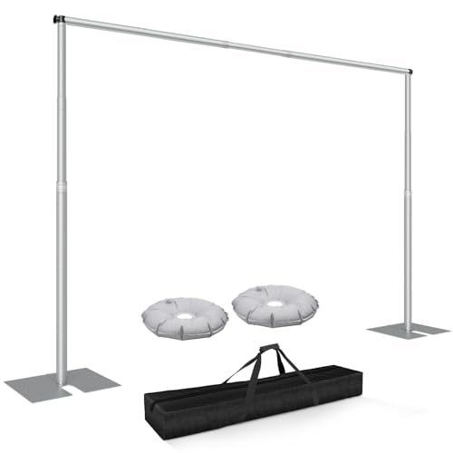 Pipe and Drape Backdrop Stand Kit 12x10ft, Heavy Duty Back Drop Adjustable Stand with Carry Bag, Metal Background Frame for Parties Wedding Birthday Decoration Photography Photo Booth Video - Silver - color: Silver, size: 12x10ft