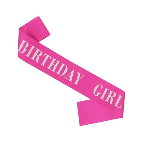 CIEHER 67" L x 3.6" W Birthday Sash - Rose Pink Girl , Queen , Gifts and Decorations - color: Rose Pink