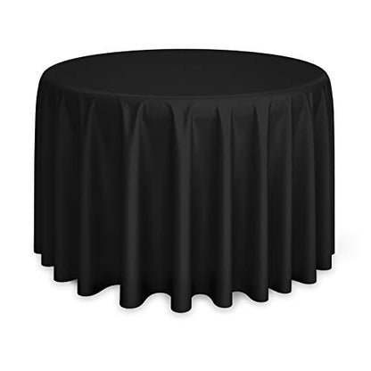 Lann's Linens - 108" Round Premium Tablecloth for Wedding/Banquet/Restaurant - Polyester Fabric Table Cloth - Black - color: Black, size: 108" (Round)