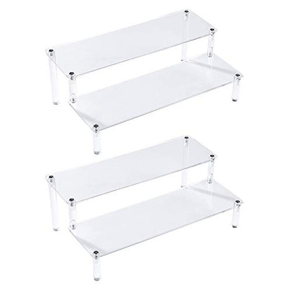 BYCY 2 Pack 2-Tier Clear Acrylic Display Stand Display Shelf for Dessert Jewels Figurines, Clear Cupcake Stand - 2 Pack ( 12" * 6.9" * 4.25" ) - color: Clear, size: 2 Tier - 2 Pack