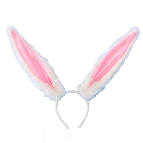 Faylay Cosplay Women Plush Furry Bunny Ears Headwear Accessory Rabbit Headband - color: Hbc-2-white