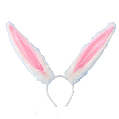 Faylay Cosplay Women Plush Furry Bunny Ears Headwear Accessory Rabbit Headband - color: Hbc-2-white