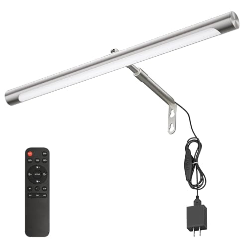 Picture Lights for Paintings Plug in, 16" Adjustable LED Picture Light Art Light with Timer, Remote Control Gallery Painting Wall Light for Picture Display Frame Dartboard Art Work (Nickel) - color: Nickel, size: 16 inch