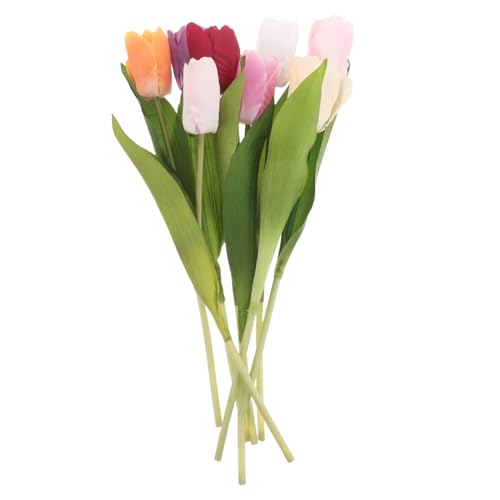 LIFKOME 8pcs Realistic Faux Tulip Flowers Bouquet with Buds, Multi-Color Artificial Tulip Stems for Home Décor, Wedding Centerpieces, Photography Props, Table Floral Arrangement