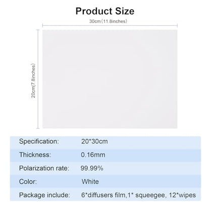 Selens 6Pcs Adhesive Light Diffuser 7.9x11.82 inch Light Dimming Film for Soften LED Lights - color: 6Pcs