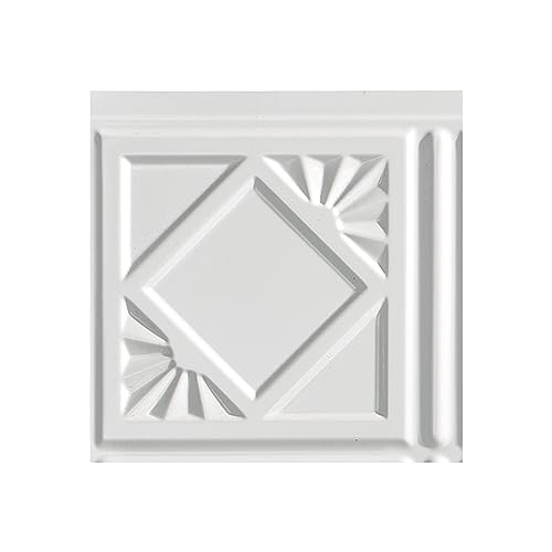 FASÄDE Traditional Style/Pattern 4 Decorative Vinyl Backsplash Panel in Gloss White (6X6 Inch Sample) - color: Gloss White, size: 6X6 Inch Sample