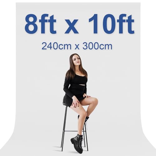 EMART 8x10 ft White Backdrop for Photography, Large Party Photo Background Curtain Drapes, Washable Polyester Fabric Back Drop Screen Sheet for Birthday Video Studio Portrait Photoshoot - color: White, size: 8x10ft