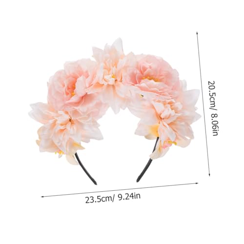 IMIKEYA Floral Headbands for Women 2pcs Vintage Simulation Peony Flower Headbands Hair Accessories Photo Props Girl Headpiece Hairband for Makeup and Travel