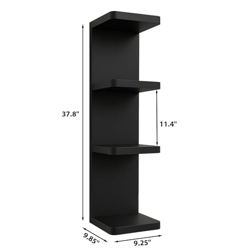 LitaEther Versatile 4 Tier Wall Shelf Unit,Black Lack Wall Shelf,Display Floating Shelf with Round Edge - color: Black, size: 4 Tier