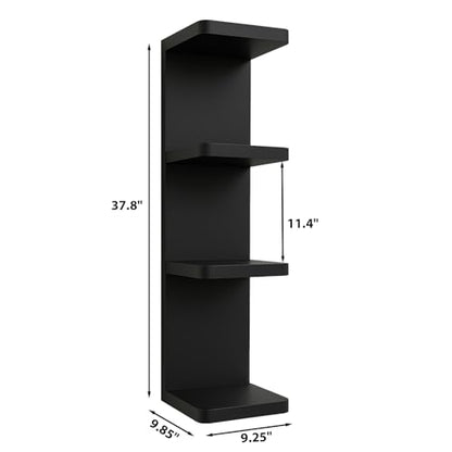 LitaEther Versatile 4 Tier Wall Shelf Unit,Black Lack Wall Shelf,Display Floating Shelf with Round Edge - color: Black, size: 4 Tier