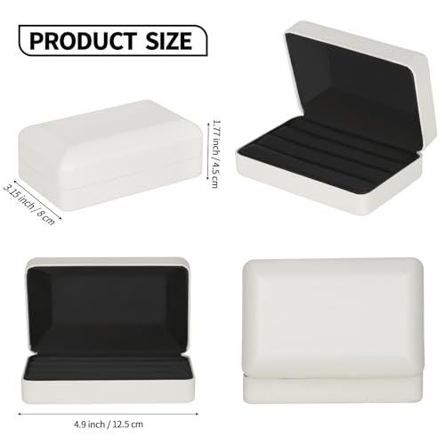 KUKUVR Velet Ring Storage Box for Multiple Rings, Travel Jewelry Ring Stud Earrings Holder Case, 3 Slot Portable Ring Display Organizer Case (White) - color: White
