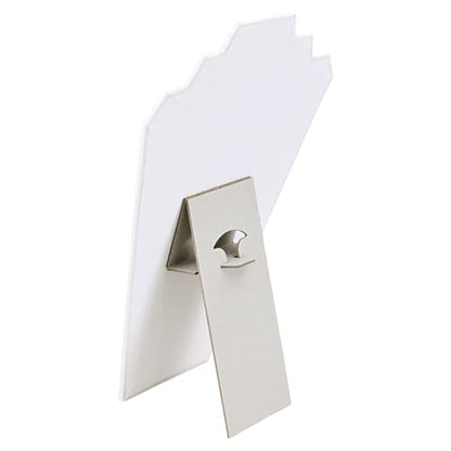 MOOCA 6 Pieces Deluxe White Faux Leather Covered MDF Wood with Cardboard Easel Necklace Display, Jewelry Stand Necklace Display for Craft Shows, 8 1/2 W x 3" D x 12 1/2 H in - color: White Faux Leather