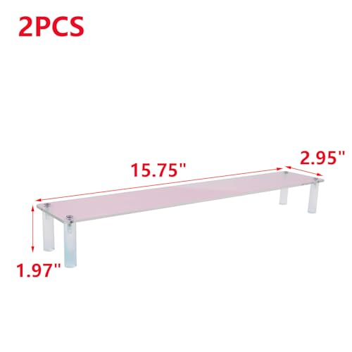 MY MIRONEY 2PCS Acrylic Display Stand Iridescent Display Shelf Figurines Organizer Cupcakes Holder for Cake Food Desserts Figurines Collectibles Perfume Jewelry Makeup(15.75" x 2.95" x 1.97") - size: 15.75" x 2.95" x 1.97"