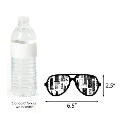 Big Dot of Happiness Nighttime City Skyline Glasses - Paper Card Stock New York Party Photo Booth Props Kit - 10 Count