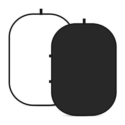 NEEWER Chromakey Backdrops, Double Sided Black Screen and White Screen, 2 in 1 Collapsible and Reversible Background for Photography, Gaming and Live Streaming, 5'×6.6'/1.5m×2m (Black/White) - color: Black/White