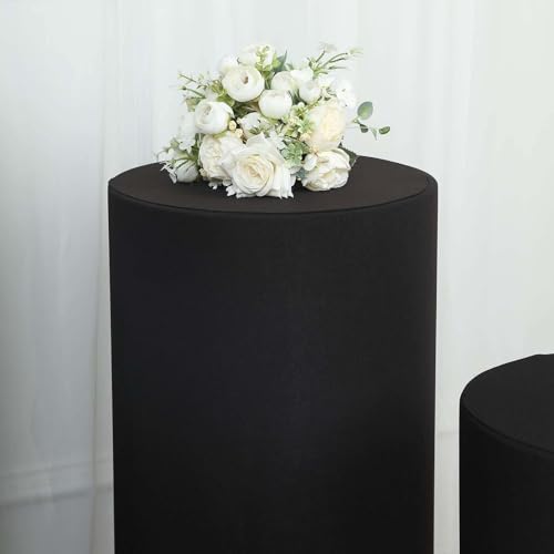 Efavormart Set Of 5 | Black Spandex Cylinder Plinth Display Box Stand Covers, Stretchable Pedestal Pillar Prop Covers - 160 GSM - color: Black, size: Spandex Cylinder Covers