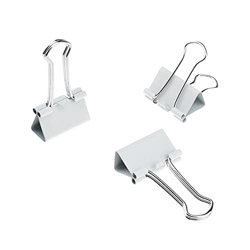 HAHIYO Binder Clips Paper Clamps Spring Steel Sturdy Small 0.75 inches Width 0.2 Inch Capacity No Sharp Edges Heavy Duty Tight Grip Reusable White Metal Bright Finish for Home Office School 30 Pack - size: White0.75in-30P