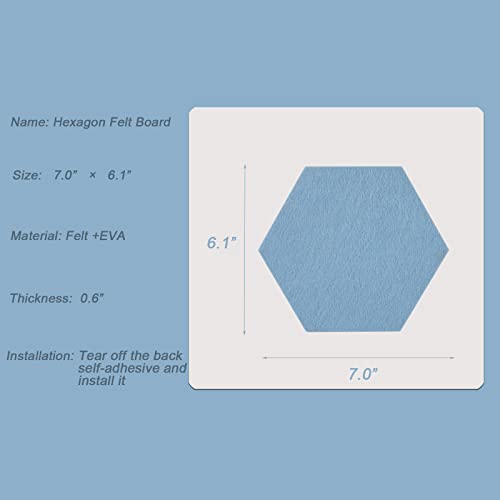 LAJAR 8 Pcs Hexagon Felt Bulletin Board Tiles, Self Adhesive Felt Pin Board Wall Tiles for Photos, Pictures, Memos (Cyanine) - color: Cyanine