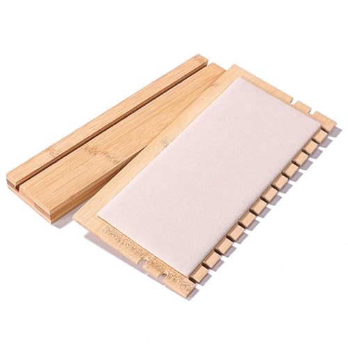 9.8"X4.73"Horizontal Necklace Jewelry Display Stand with Green Flannelette Soft Mat Bamboo Necklace Pendant Tabletop Display Storage Holder - color: Green, size: Small