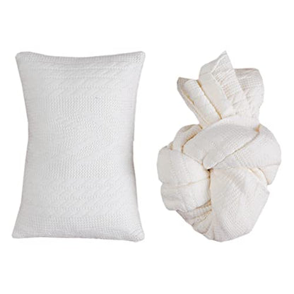 Coberllus Newborn Photography Props Blanket Stretch Knitted Twist Wrap & Posing Pad Prop for Baby Boys Girls Photo Shoot Set (Creamy White) - color: Creamy White