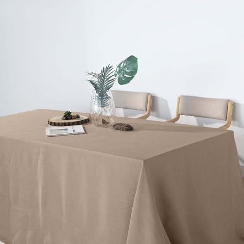 Efavormart 90x132 Taupe Premium Faux Linen Rectangular Tablecloth | Wrinkle Free Tablecloth - color: Taupe, size: 132" x 90" (Rectangular)