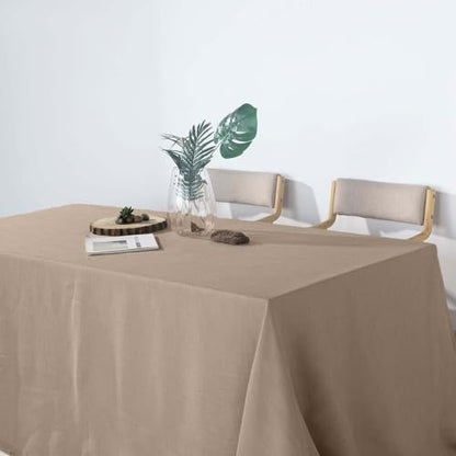 Efavormart 90x132 Taupe Premium Faux Linen Rectangular Tablecloth | Wrinkle Free Tablecloth - color: Taupe, size: 132" x 90" (Rectangular)