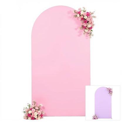 Pink and Purple Arch Cover 6.6ft Spandex Baby Shower Arch Backdrop Cover for Girls Birthday Party Bridal Shower Balloon Arch Stand Cover Butterfly Mermaid Theme Photo Arch Covers Stretchy Backdrop - color: Pink Purple, size: 6.6FT