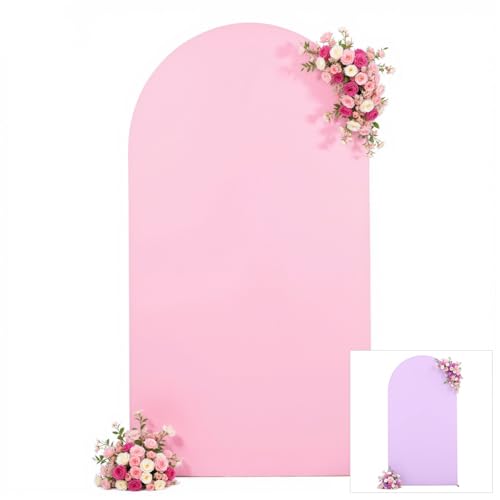 Pink and Purple Arch Cover 6.6ft Spandex Baby Shower Arch Backdrop Cover for Girls Birthday Party Bridal Shower Balloon Arch Stand Cover Butterfly Mermaid Theme Photo Arch Covers Stretchy Backdrop - color: Pink Purple, size: 6.6FT
