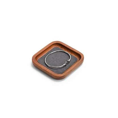 Solid Wood Jewelry Display Flat Tray for Rings Earrings Necklace Bracelet, Jewelry Photograph Display(Grey,S) - color: Grey, size: 10 * 10 * 1.5cm