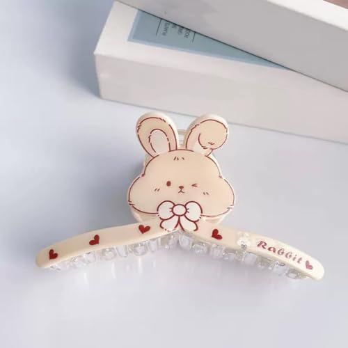 2pc Easter Rabbit Hair Claw Clip for Women Girls, Big Acrylic Bunny Banana Barrettes,Her Spring Hair Decor Accessories for Easter Holiday Celebrations - color: Clown H