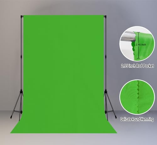 6x9FT Green Screen Backdrop Portable Solid Color Photography Background for Video, Studio, Photo, Live, Editing Green Backgrounds - color: Green, size: 6X9ft