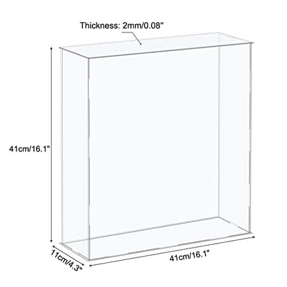 MECCANIXITY Acrylic Display Case Plastic Box Cube Storage Box Clear Assemble Showcase 16.1x4.3x16.1 Inch for Collectibles - size: 16.1x4.3x16.1 Inch