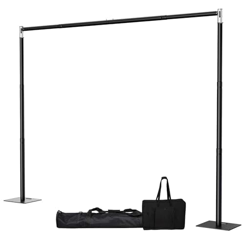 Pipe and Drape Backdrop Stand, 10x10ft Heavy Duty Backdrop Stand with Metal Base, Adjustable Height & Width, Black Background Holder for Wedding Photography Birthday Party Baby Shower Decor - color: Black, size: 10*10FT
