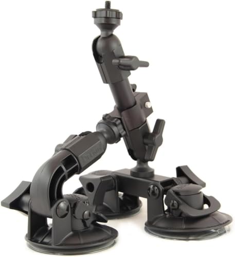 Delkin Devices Fat Gecko Triple Suction Camera Mount - Powerful Suction Cup Camera Mount for Car, Motorcycle, Desk, Window | Secure and Adjustable Action Camera Holder for Video Recording - style: Fat Gecko Triple