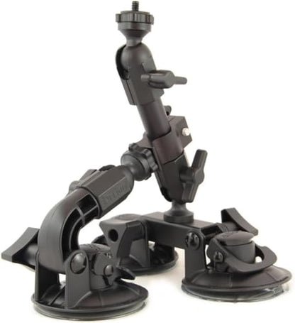 Delkin Devices Fat Gecko Triple Suction Camera Mount - Powerful Suction Cup Camera Mount for Car, Motorcycle, Desk, Window | Secure and Adjustable Action Camera Holder for Video Recording - style: Fat Gecko Triple