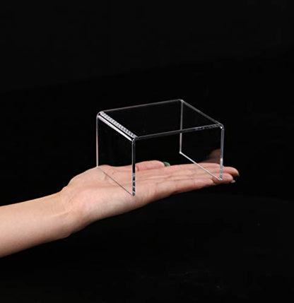Jusalpha 12 Packs Clear Acrylic Display Risers Showcase for Jewelry, Risers Display for Funko POP Figures,Clear Cake Stands for Candy Dessert Table Decorations 4" x 3''x 2'' (12 PC)… - size: 12 PC