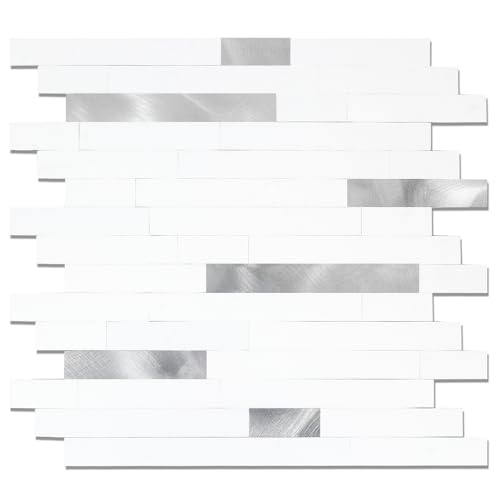 Yipscazo 2026 New Upgrade Peel and Stick Backsplash, Stick on Backsplash Tiles for Kitchen, Bathroom, Fireplace (10 Packs, Pure White) - color: Pure White