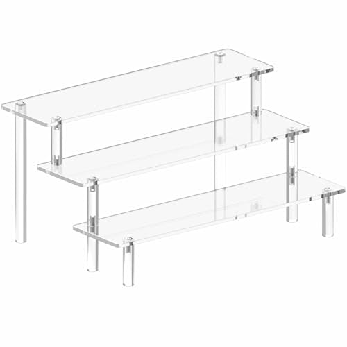 Acrylic Display Stand Risers, 3 Tier Perfume Stand Organizer, Clear Cupcake Stand Holder, Large Shelf Risers for Figures, Display Shelf for Collectibles, Dessert Shelves for Decoration and Organizer - size: 1PACK Large 11.8IN
