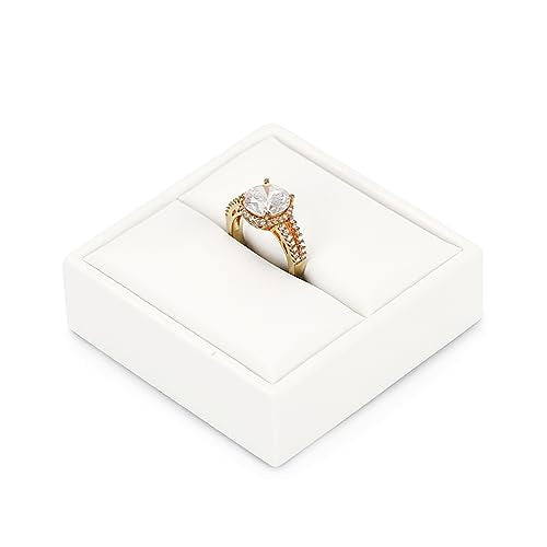 PU Leather Ring Stand Ring Display Holder Showcase Display Block Jewelry Storage Stand for Shows (White) - color: White, size: Ring Stand