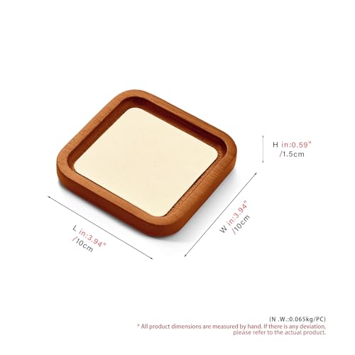 Solid Wood Jewelry Display Flat Tray for Rings Earrings Necklace Bracelet, Jewelry Photograph Display(Beige,S) - color: Beige, size: 10 * 10 * 1.5cm