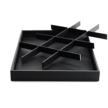 Black PU Leather Jewelry Display Flat Tray Ring Necklace Watch Organizer Display Tray (1 grid) - style: 12 Grids
